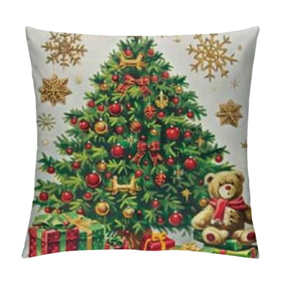 Christmas Reindeer Throw Pillow Covers Santa Claus Xmas Tree Decorative Pillows for Couch Sofa Winter Holiday Decor