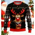 thumbnail image 1 of Christmas Reindeer Ugly Sweater, Flashing Lights, Warm & Cozy, Unique Design, Unisex, Festive Holiday Gift, 1 of 2