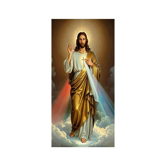 Christmas Religious Door Cover Flag – 70.87x35.43in Polyester Banner Featuring Savior, Mary, Angels & Three Kings for Holiday Porch & Celebration Decor