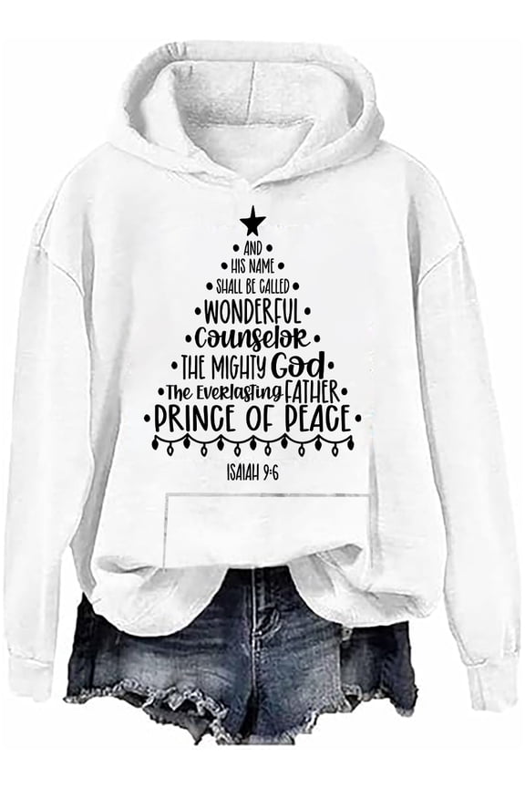 Christmas Religious Hoodie Religious Christmas Sweatshirt Xmas Jesus Bible Verse Tree Shaped Shirts