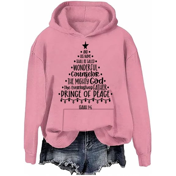 Christmas Religious Hoodie Religious Christmas Sweatshirt Xmas Jesus Bible Verse Tree Shaped Shirts