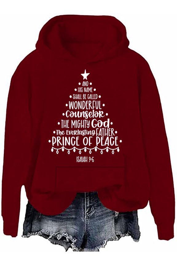 Christmas Religious Hoodie Religious Christmas Sweatshirt Xmas Jesus Bible Verse Tree Shaped Shirts