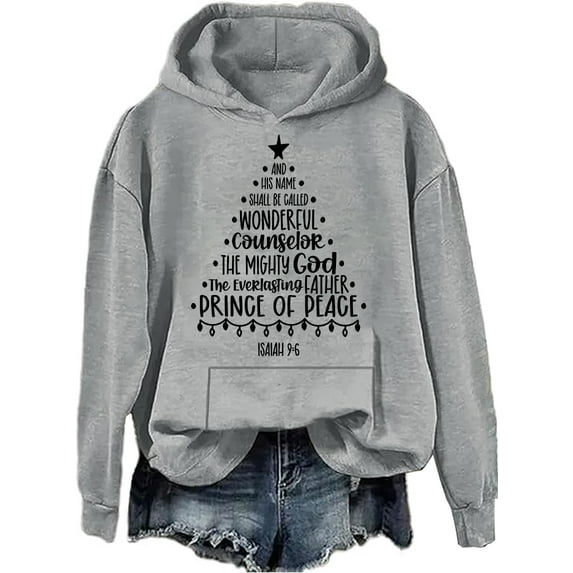 Christmas Religious Hoodie Religious Christmas Sweatshirt Xmas Jesus Bible Verse Tree Shaped Shirts