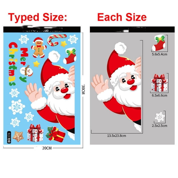 Christmas Removable Window Stickers Xmas Santa Art Decal Wall Home Shop Decor