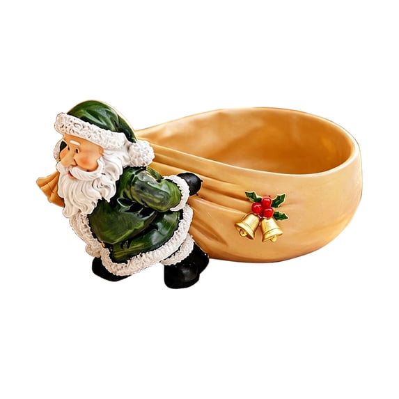 Christmas Resin Candy Bowl,Santa Figurine with Gift Sack Storage Dish for Livingroom Home Bar Tabletop