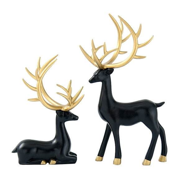 Christmas Resin Craft Figurines - Electroplated Deer Decor for Living Room, Christmas Resin Crafts European And American Style Home Decoration