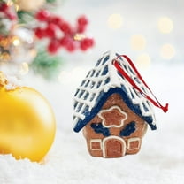 Christmas Resin Gingerbread House Ornaments - Small Hanging Village House Decor for Christmas Tree & Holiday Decoration