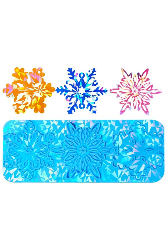 Christmas Resin Molds Round Snowflake Christmas Decorations for Keychain Hanging Pendant Jewelry Making Tool
