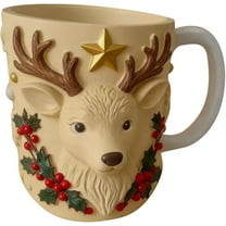 Christmas Resin Mug Stainless Steel Liner Festive Tree Reindeer Insulated Coffee Tea Cup Set Holiday Drinkware Detailed Handcrafted Durable Secure Grip Easy Clean Kitchen Gift