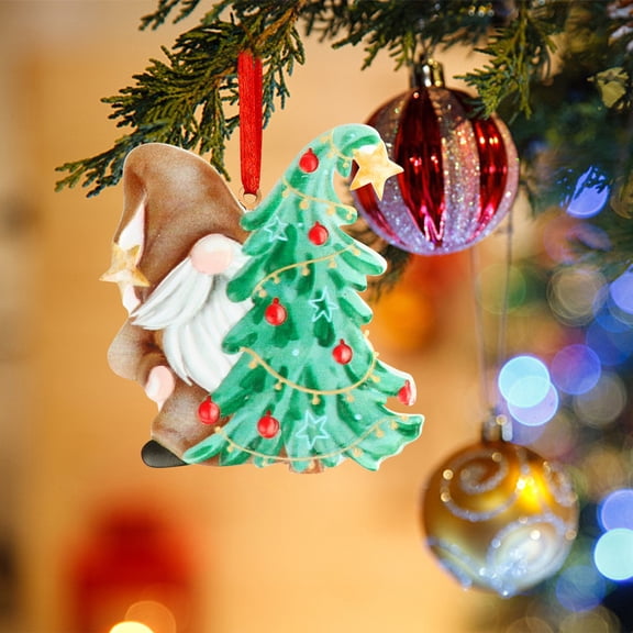 Christmas Resin Pendant Ornaments, Holiday Gnome Figurine With Hanging String, Small Resin Decoration For Christmas Tree, Home Party And Holiday Gifts