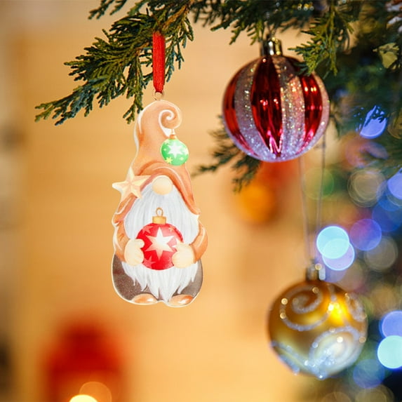 Christmas Resin Pendant Ornaments, Holiday Gnome Figurine With Hanging String, Small Resin Decoration For Christmas Tree, Home Party And Holiday Gifts