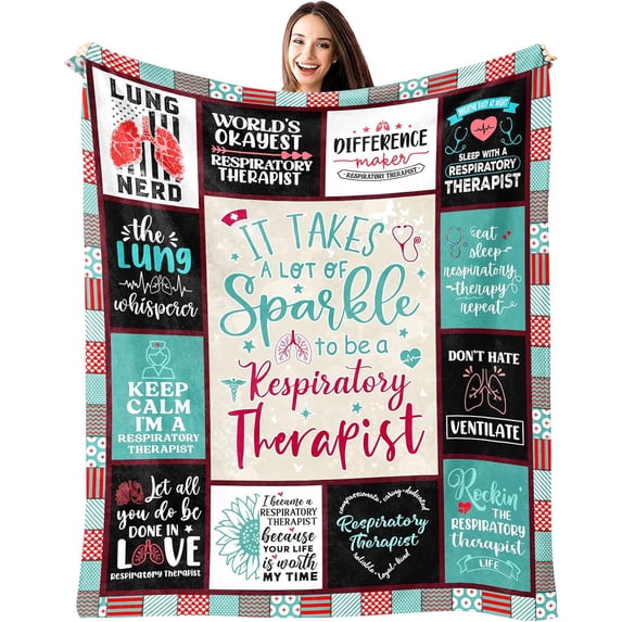 Christmas Respiratory Therapist Gifts Blanket 60" x 50" - Respiratory Therapist Gifts for Women for Christmas - Xmas Respiratory Therapy gifts - Gifts for Respiratory Therapist - RT Week Gifts