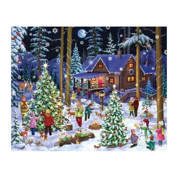 Christmas Retreat Jigsaw Puzzle 1000 Piece by Vermont Christmas Company - Large Pieces - Fully Interlocking & Randomly Shaped Pieces - 30" x 24"