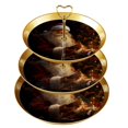thumbnail image 1 of Christmas Retro Decorative Dessert Table Display Stand with Plastic Discs & Iron Pillars, 32cm Height, 21cm/24cm/27cm Plates, 1 of 6