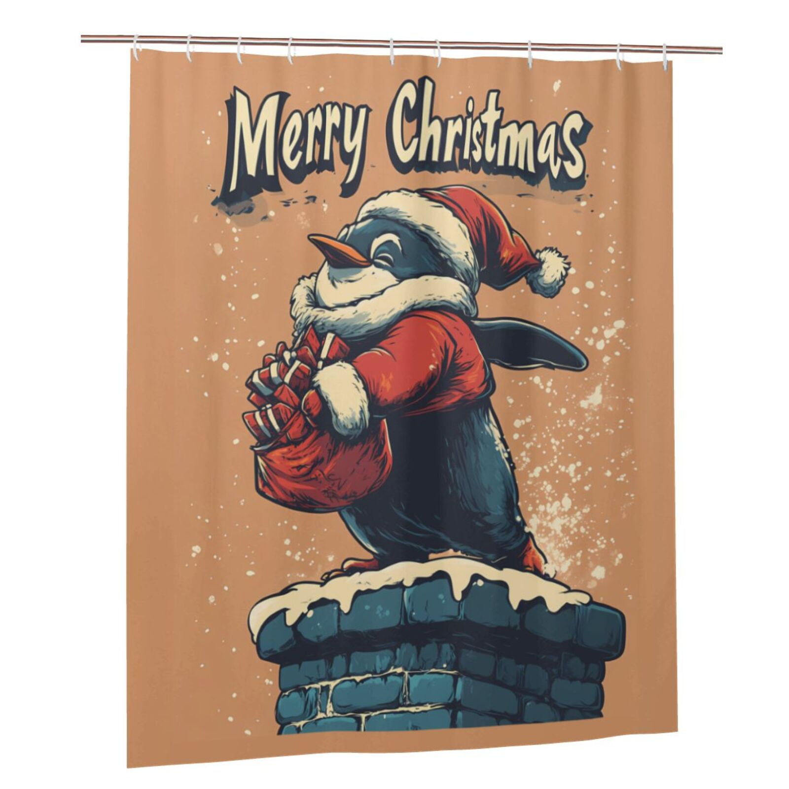 Christmas Retro Elf Fabric Shower Curtains for Bathroom 60x72In