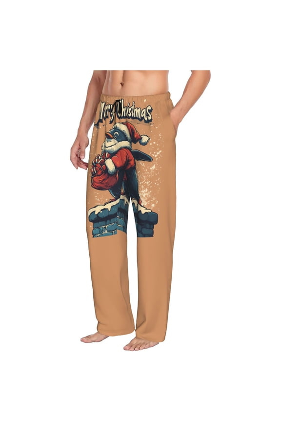 Christmas Retro Elf Mens Pajama Pants Bottoms with Pockets - Comfy Mens Pj Pants, Soft Men Lounge Pants