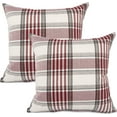 thumbnail image 1 of Christmas Retro Farmhouse Buffalo Tartan Chequer Plaid Cotton Linen Decorative Throw Pillow Case Cushion Cover Pillowcase for Sofa 18 x 18 Inch, Set of 2, Red/Stripe, 1 of 1