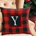 thumbnail image 1 of Christmas Retro Plaid Pillow Covers 18"x18" Buffalo Plaid Red and Black 26 Letters Farmhouse Christmas Throw Pillow Covers Cotton Linen Cushion Case Xmas Decorations, 1 of 3