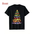 thumbnail image 1 of Christmas Retro Teacher Tee Crayon Tree Lights Graphic Apparel Short Sleeve Round Neck Trendy Black S-5XL, 1 of 5