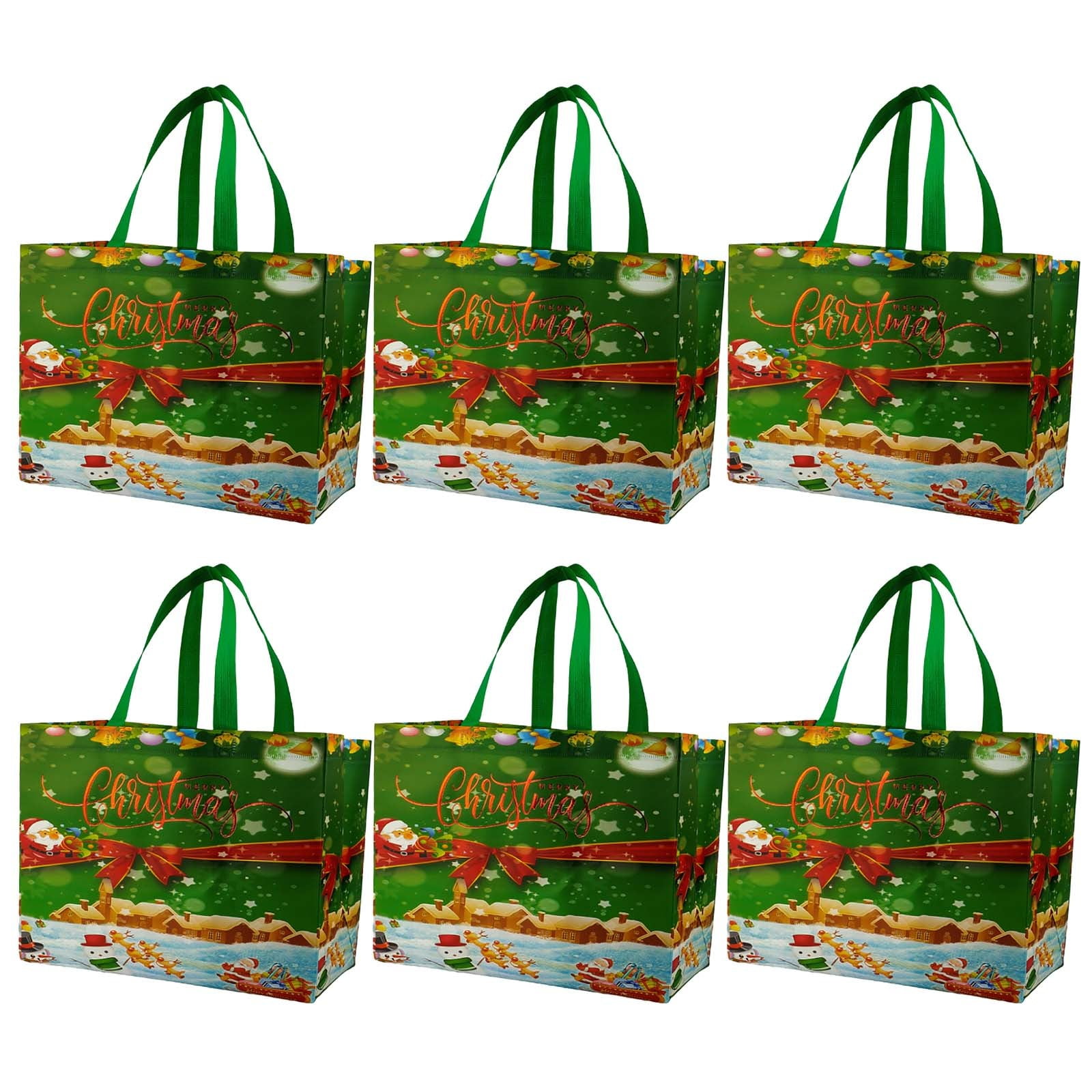 Christmas Reusable Bags with Reinforced Handles and Removable Bottom