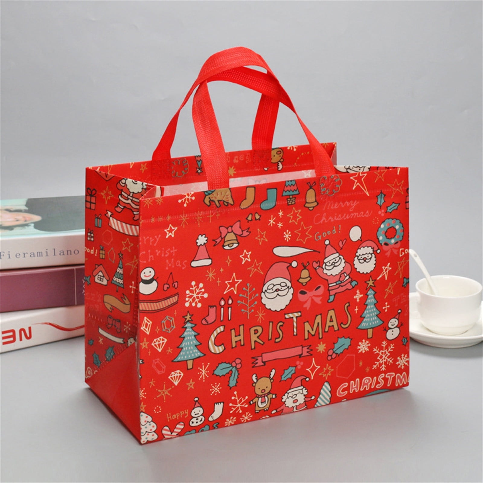 Christmas Reusable Bags with Reinforced Handles Foldable Extra Large