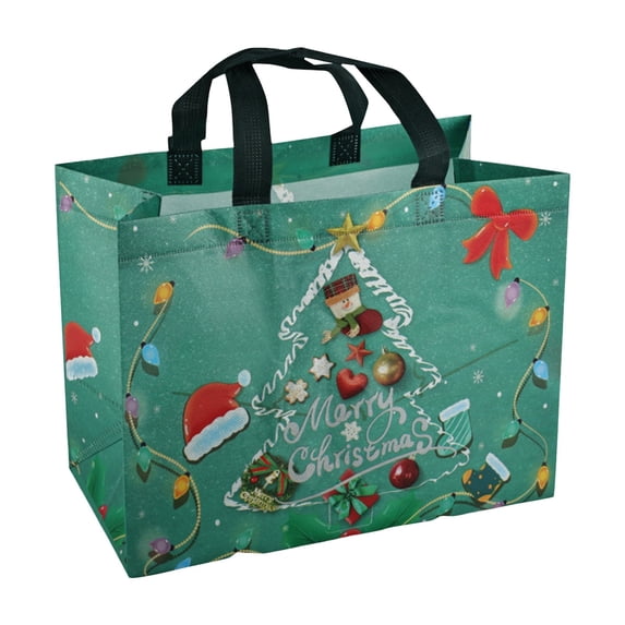 Christmas Reusable Gift Tote, Large Christmas Gift Bag with Handle, Festive Non‑Woven Shopping Bag, Holiday Carry‑Handle Gift Sack, Present‑Holding Carrier, Decorative Holiday Accessory