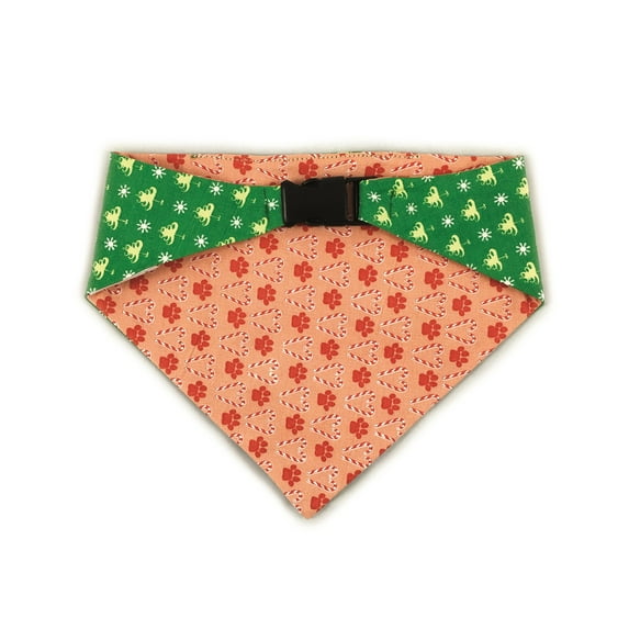 Uptown Pups Reversible Holiday Bandanas (Small, Candy Cane)
