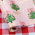thumbnail image 1 of Christmas Reversible Wrapping Paper Roll - Pink Metallic Foil Shine Green Trees with Pink Bow & Red Checkered Gift Wrap for Christmas, New Year Celebration - Mini Roll - 17 Inch x 33 Feet, 1 of 12