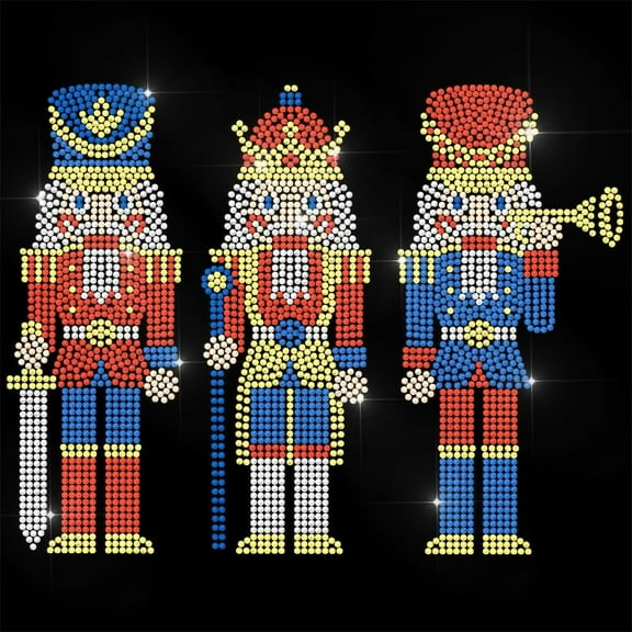 Christmas Rhinestone Iron on Transfer Nutcracker Bling Diamond Hotfix Patches Clothes 11.6"x8.2" Large Iron On Sequin Applique