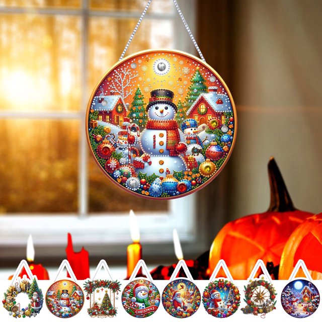 Christmas Rhinestone Pendant Hanging Santa Snowman Tree Ornament DIY