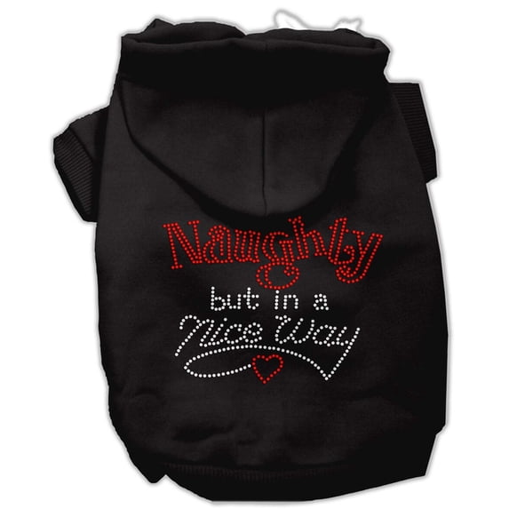 Christmas Rhinestone Pet, Dog Cat Hoodie, "Naughty, But In A Nice Way"