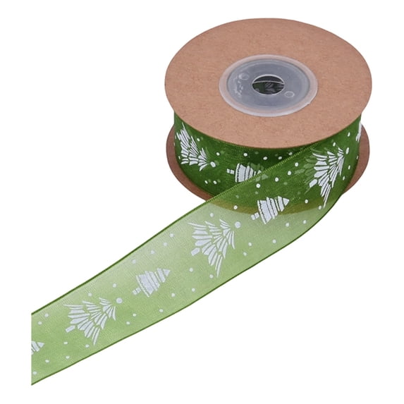 Christmas Ribbon,10 Yards Christmas Tree Pattern Ribbon Christmas Ribbon,Thin Christmas Ribbon,Xmas Wrapping Ribbons for Gift Wrapping,Christmas Tree Decor,Wreath Bows Craft,Xmas Decor,Z-Green-2.5cm