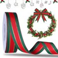 thumbnail image 1 of Christmas Ribbon 1inch Red and Green Christmas Plaid Ribbon for Christmas Tree Wreaths Gingham Christmas Ribbon for Gift Bouquet Wrapping Bow Crafts Decoration 25 Yards, 1 of 10