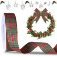 thumbnail image 1 of Christmas Ribbon 1inch Red and Green Christmas Plaid Ribbon for Christmas Tree Wreaths Gingham Christmas Ribbon for Gift Bouquet Wrapping Bow Crafts Decoration 25 Yards, 1 of 10