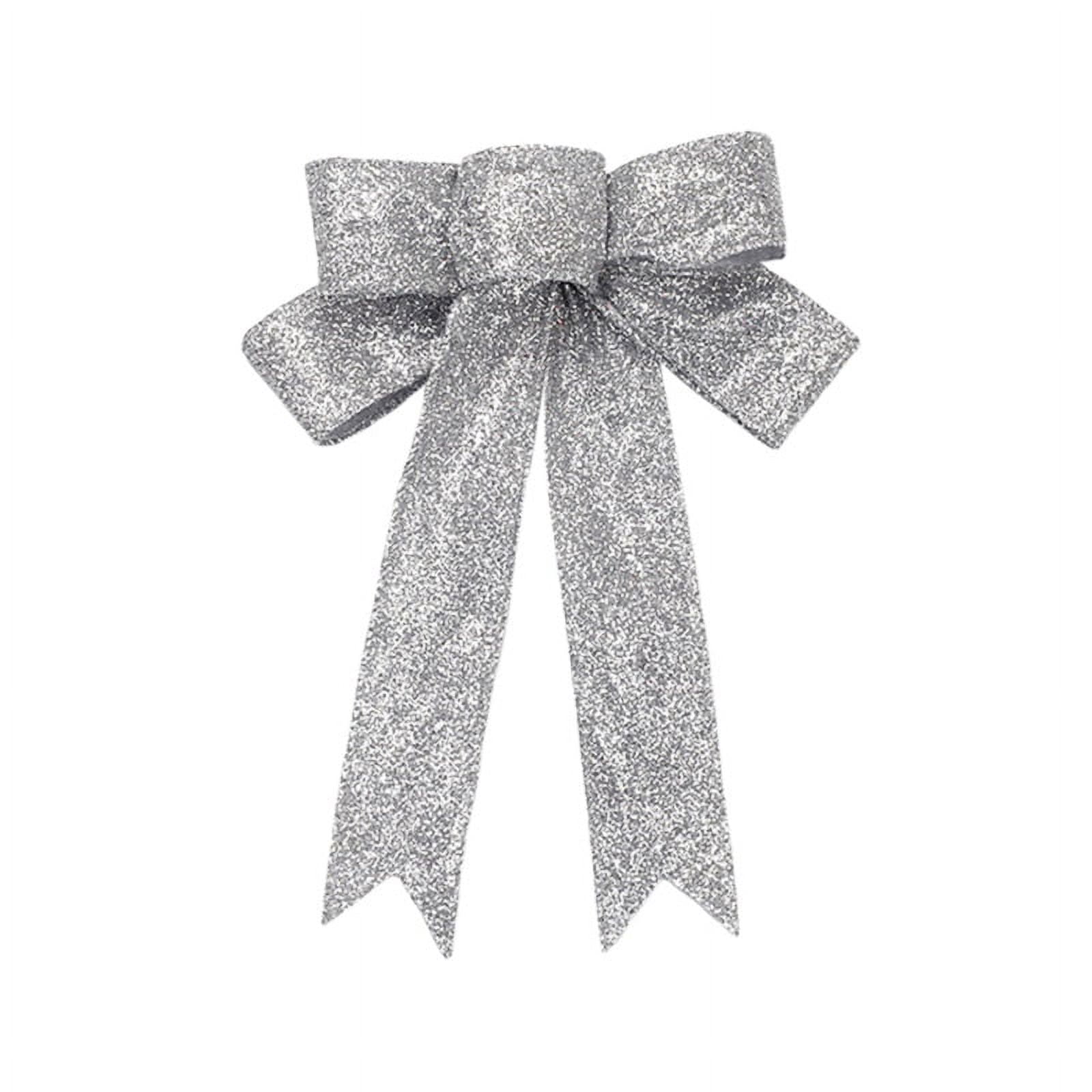 3 x Satin Ribbon Bows,White Bow, Silver Bow, Party Bow, Gift Wrapping Bow,  Christmas Bow, Decorative Bow, Self Adhesive Bow