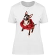 thumbnail image 1 of Christmas Ribbon, Bull Terrier T-Shirt Women -Image by Shutterstock, Female Small, 1 of 2
