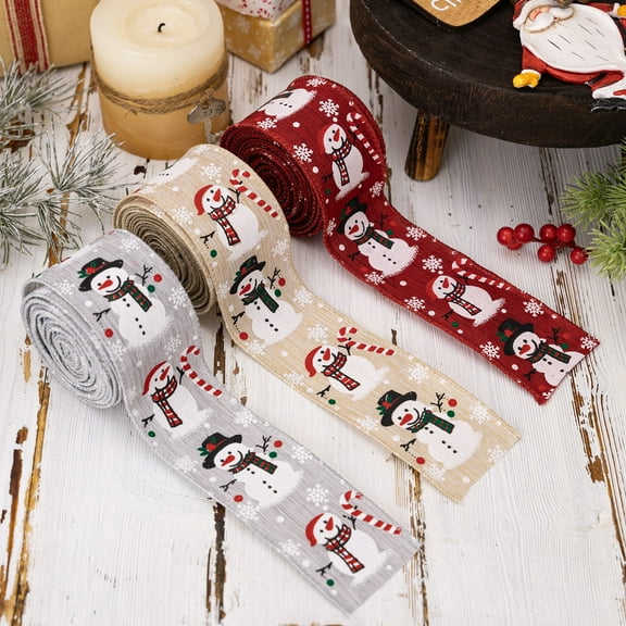 Christmas Ribbon for Christmas Tree Christmas Snowman Ribbon Christmas Ribbon Christmas Tree Decoration Ribbon Gift Decoration Ribbon for Wreaths Bows Christmas Decor Diy Crafts