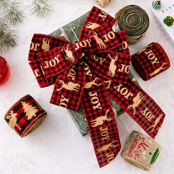 Christmas Ribbon Decor Joy Elk Letter Wrapping Ribbon Christmas Decoration Gift 5m X 6cm