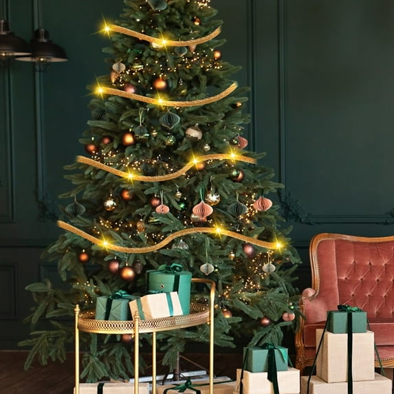 Christmas Ribbon Decorative Strip With LED Lights Hangable For Decorating Christmas Tree Staircase Porch Indoor And Outdoor Decorations Colored Lights And Warm Lights Livingroom Decor