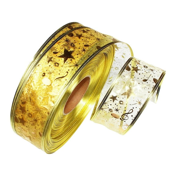Christmas Ribbon Gifts Wrapping Ribbon for Wreath Hair Bows Craft Projects Gold