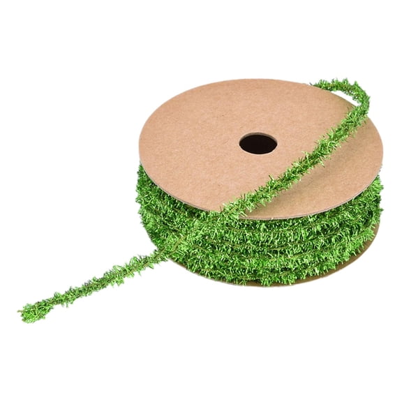 Christmas Ribbon Glitter Ribbon DIY Xmas Ribbons Gift Wrapping Ribbon for Greeting Card Cake Decoration Wreath Decor Bouquet Green