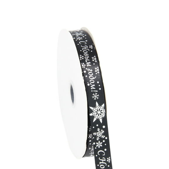 Christmas Ribbon, Holiday Gift Ribbon, 2cm Polyester Hot Stamping Ribbon for Christmas Day Decoration, Durable Fadeproof Material with Gold Snowflake Patterns, Multipurpose Festive Bow Wrap