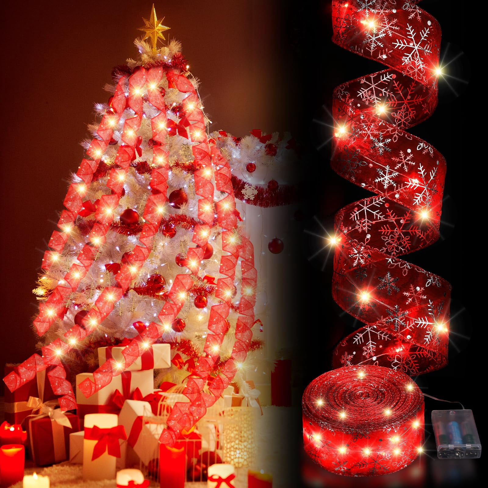 Christmas Ribbon Lights Christmas Lights 16.4 ft Glow Christmas Tree ...
