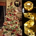 thumbnail image 1 of Christmas Ribbon Lights 32ft 100 LED Lights USB Plug in Copper Wire Ribbon Bows String Lights for New Year Party Weddings Christmas Tree Decorations, 1 of 6