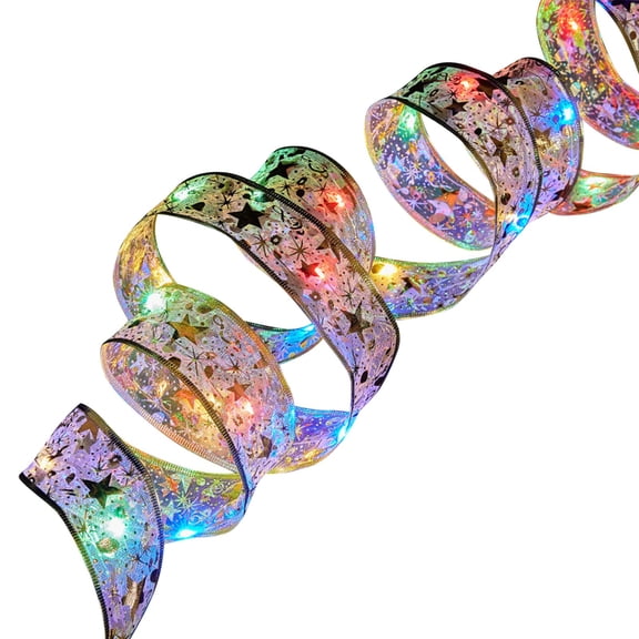 XMMSWDLA 32.8ft 100 Led Ribbon Christmas Lights,Christmas Decoration Led Ribbon Lights Christmas Tree Ornaments Diy Lace Bow String Lights Decoration,for Xmas Party Indoor Outdoor Hanging A