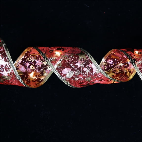 Christmas Ribbon Lights, 6.5Ft 20 Led Ribbon Lights Battery Powered Double Layer Copper Wire Ribbon Fairy Strings Lights for Weddings New Year Christmas Tree Decorations