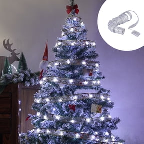 Christmas Ribbon Lights,LED Christmas Tree Silver Ribbon Lights,Battery Powered Double Layer Copper Wire Ribbon Bows Fairy Strings Lights for Weddings New Year Christmas Decor(Blue)