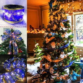 Christmas Ribbon Lights Tree Decoration, 32ft 100 LED Fairy Led String Lights for Tree, Ribbon Bows Light for Christmas Party Weddings New Year Indoor Outdoor Decor