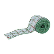 Christmas Ribbon Roll, Green Checkered Webbing with Bow Decoration, 2 Inches Wide 15 Feet Long, for Gift Wrapping, Christmas Decorations and Craft Projects