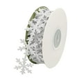 thumbnail image 1 of Christmas Ribbon, Snowflake Ribbon, Embossed Holiday Gift Wrapping Ribbon for Christmas Decorations, Durable Non Woven Fabric Ribbon with Festive Snowflake Pattern, 196.85 Inches Length, 1 of 7